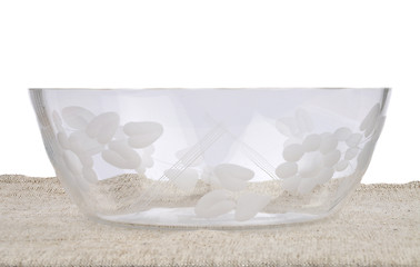 Image showing Bowl of glass on linen