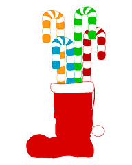 Image showing One big Santa Claus boot with licorice