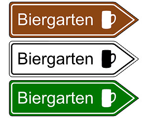 Image showing Direction sign beer garden