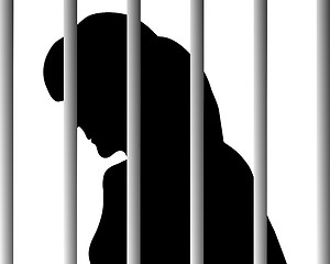 Image showing Woman behind bars