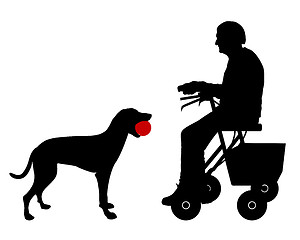 Image showing Old woman with dog