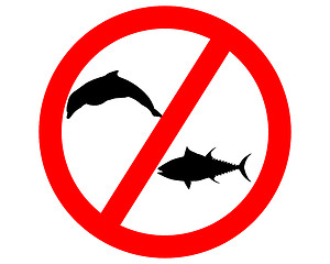 Image showing Prohibition sign tuna dolphin fishing