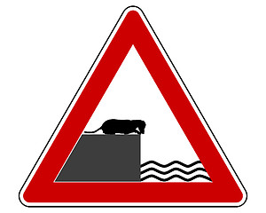 Image showing Road ending warning sign for dogs