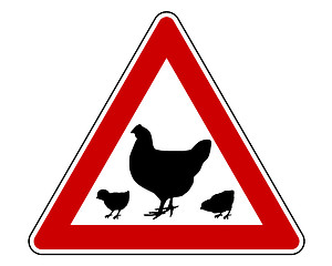 Image showing Hen and chicks warning sign