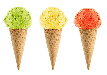 Image showing Green, yellow and red Ice cream