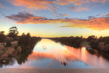 Image showing Beautiful sunrise over the Nepean River in Penrith