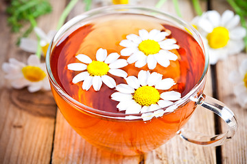 Image showing cup of tea with chamomile flowers 