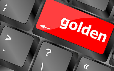 Image showing golden word on keyboard key, notebook computer button