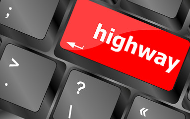 Image showing highway word on computer pc keyboard key