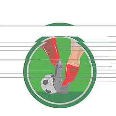 Image showing Metallic Foot Kicking Soccer Ball Retro