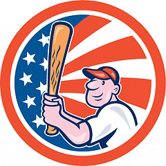 Image showing American Baseball Player Batting Circle Cartoon