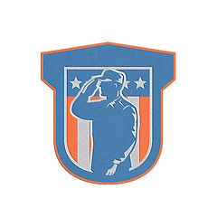 Image showing Metallic Miilitary Serviceman Salute Side Crest