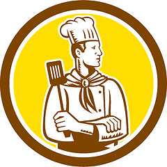 Image showing Chef Cook Holding Spatula Side View Circle