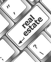 Image showing Real Estate concept. hot key on computer keyboard with Real Estate words