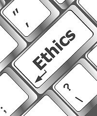 Image showing ethics concept on the modern computer keyboard key