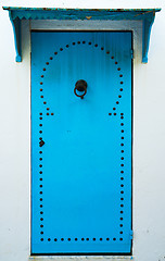 Image showing Blue door with pattern from Sidi Bou Said in Tunisia