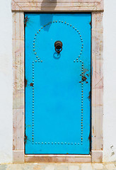 Image showing Blue Traditional door from Sidi Bou Said in Tunisia