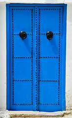 Image showing Blue traditional door from Sidi Bou Said in Tunisia