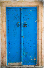 Image showing Aged traditional door with from Sidi Bou Said in Tunisia