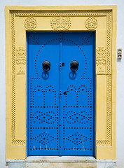 Image showing Blue door with ornament from Sidi Bou Said in Tunisia