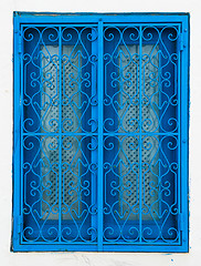 Image showing Traditional blue window from Sidi Bou Said in Tunisia