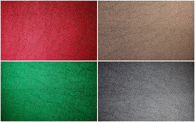 Image showing Set Of Leather Texture Made From Deer Skin (Red, Green, Black, B
