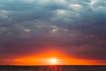 Image showing Sky, Bright Blue, Orange And Yellow Colors Sunset