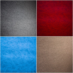 Image showing Set Of Leather Texture Made From Deer Skin (Red, Blue, Black, Be