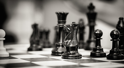 Image showing Set Of Chess Figures On The Playing Board