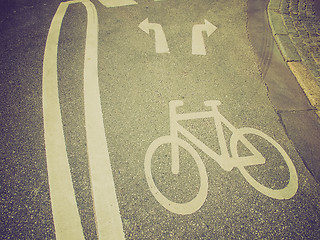 Image showing Retro look Bike lane sign