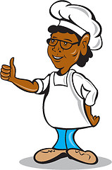 Image showing African American Chef Cook Thumbs Up Cartoon