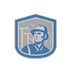 Image showing Metallic Power Lineman Repairman Shield Retro