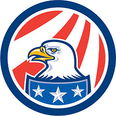 Image showing American Bald Eagle Head Flag Circle Retro