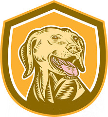 Image showing Labrador Dog Head Shield Woodcut