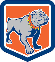 Image showing Angry Bulldog Standing Shield Cartoon