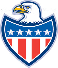 Image showing American Bald Eagle Flag Shield Retro