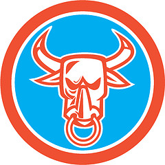 Image showing Bull Cow Head Nose Ring Circle Cartoon