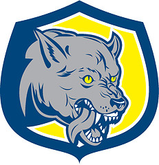 Image showing Angry Wolf Wild Dog Head Shield Retro