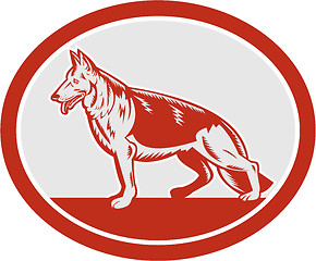 Image showing German Shepherd Dog Oval Woodcut