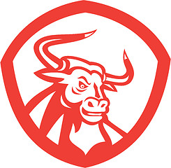 Image showing Angry Texas Longhorn Bull Head Shield Retro