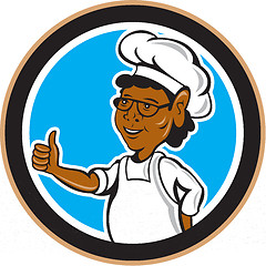 Image showing African American Chef Cook Thumbs Up Circle