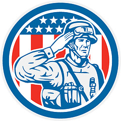 Image showing Soldier Military Serviceman Salute Circle Retro