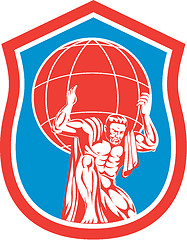 Image showing Atlas Carrying Globe on Shoulder Front Shield Retro