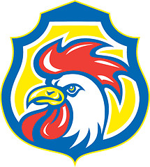 Image showing Chicken Rooster Head Mascot Shield Retro