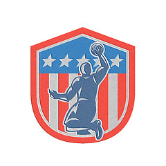 Image showing Metallic American Basketball Player Dunk Rear Shield Retro