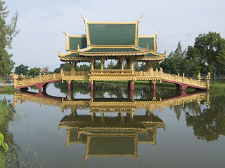 Image showing Covered, Thai-style bridge