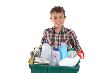 Image showing Taking out the recycling rubbish