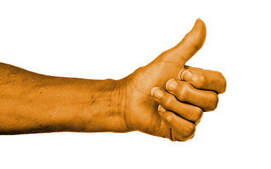 Image showing Old woman with arthritis giving the thumbs up sign