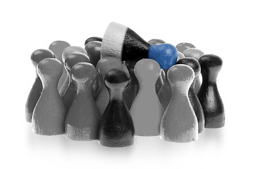 Image showing Blue pawn is crowdsurfing