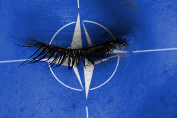 Image showing Women eye, close-up, blue, tear